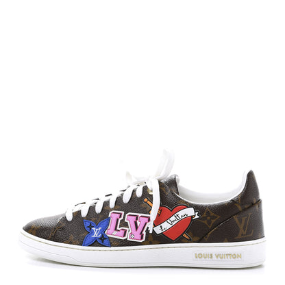 Louis Vuitton Calfskin Monogram LV Black Heart Sneakers 38 Cacao 1 of 8
