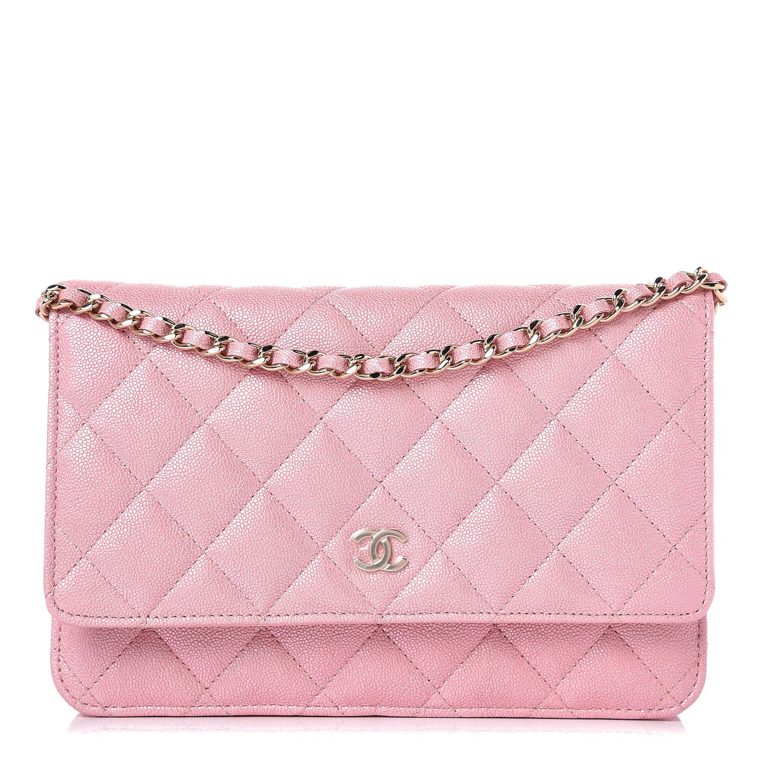 Chanel Iridescent Caviar Quilted Wallet on Chain WOC Rose Pink 1 of 9
