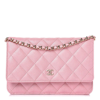Chanel Iridescent Caviar Quilted Wallet on Chain WOC Rose Pink 1 of 9