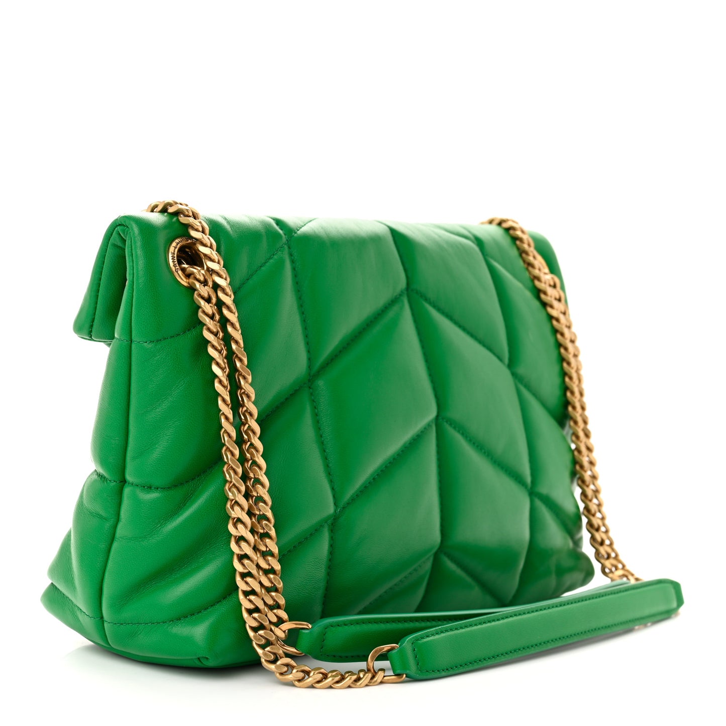 Lambskin Quilted Small Loulou Puffer Monogram Chain Satchel New Vert