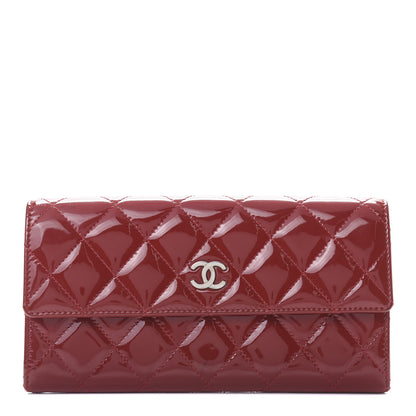 Chanel Patent Quilted Large Flap Wallet Rouge Fonce 1 of 11