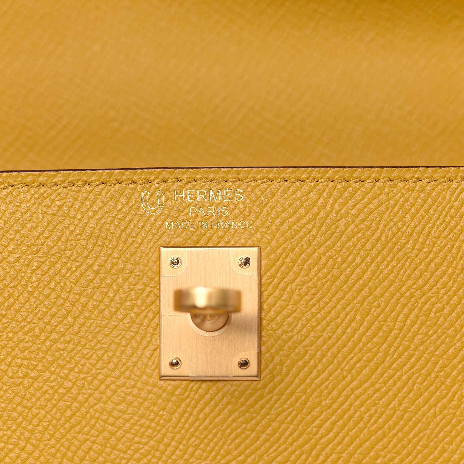 Hermes Epsom Horseshoe Kelly Sellier 25 Jaune Ambre Etoupe 8 of 34