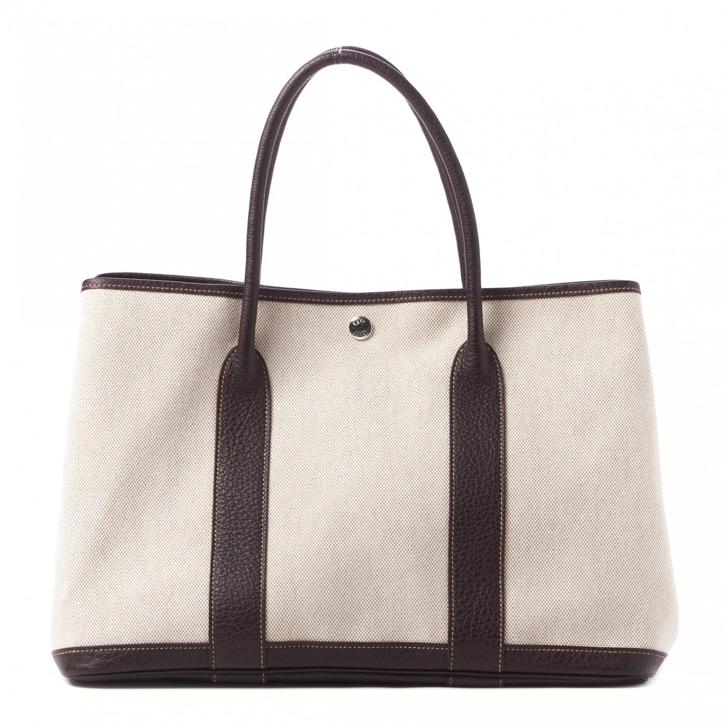 Toile Buffle Gala Garden Party Tote 36 MM Marron Fonce