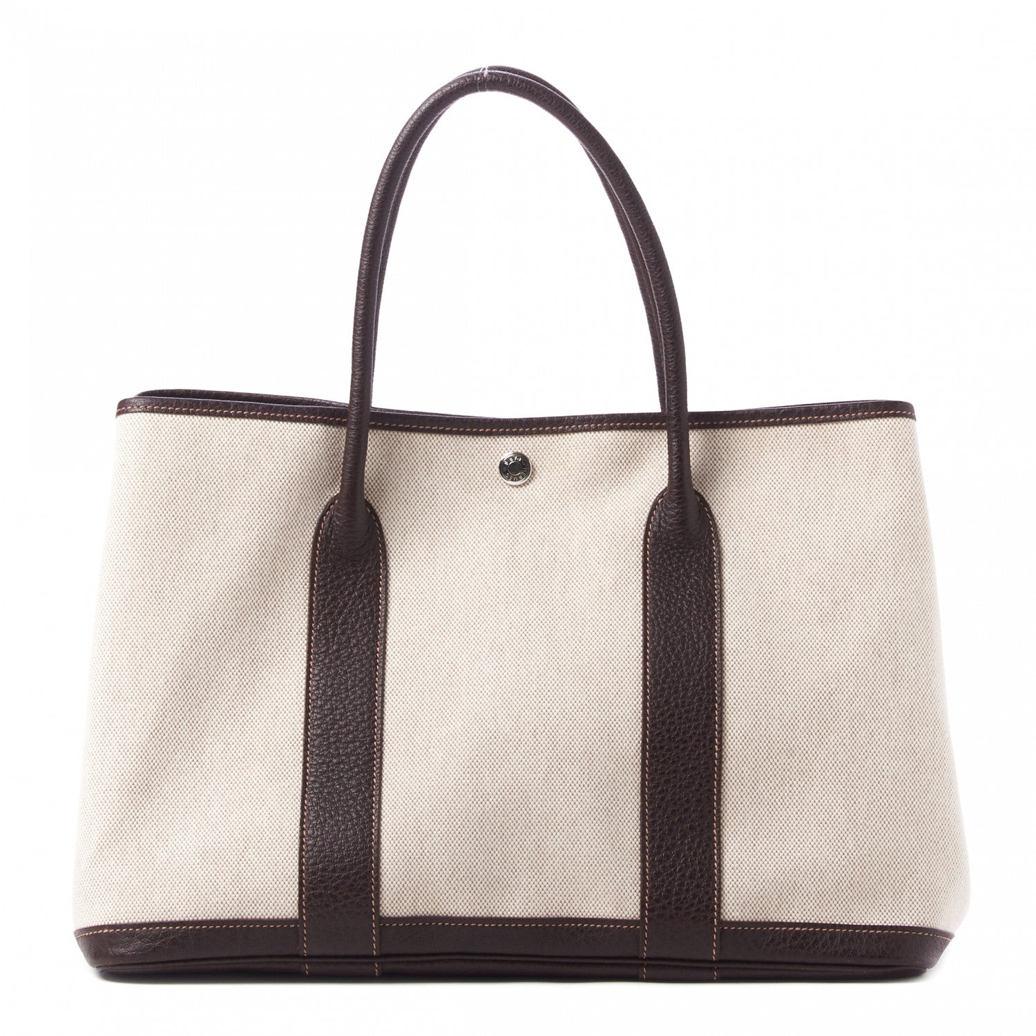Hermes Toile Buffle Gala Garden Party Tote 36 MM Marron Fonce 1 of 8