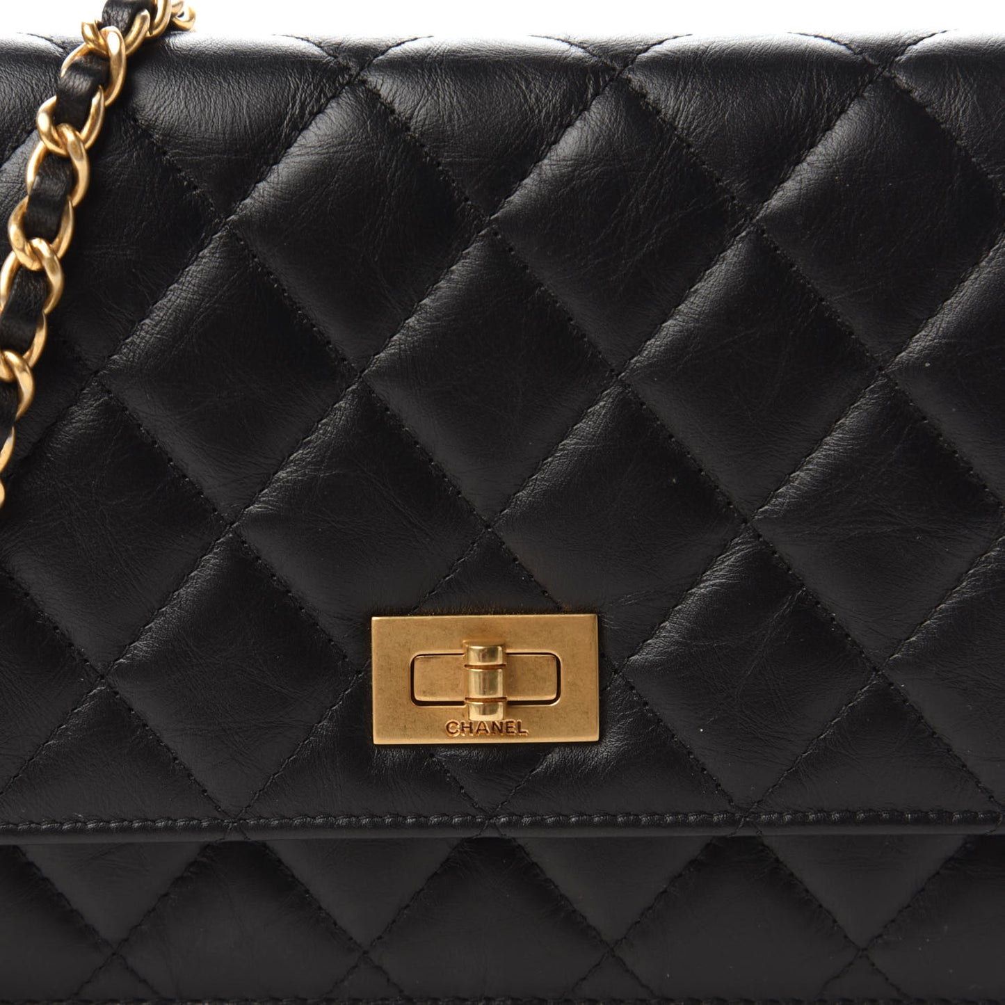 Aged Calfskin Quilted Reissue Wallet On Chain WOC Black