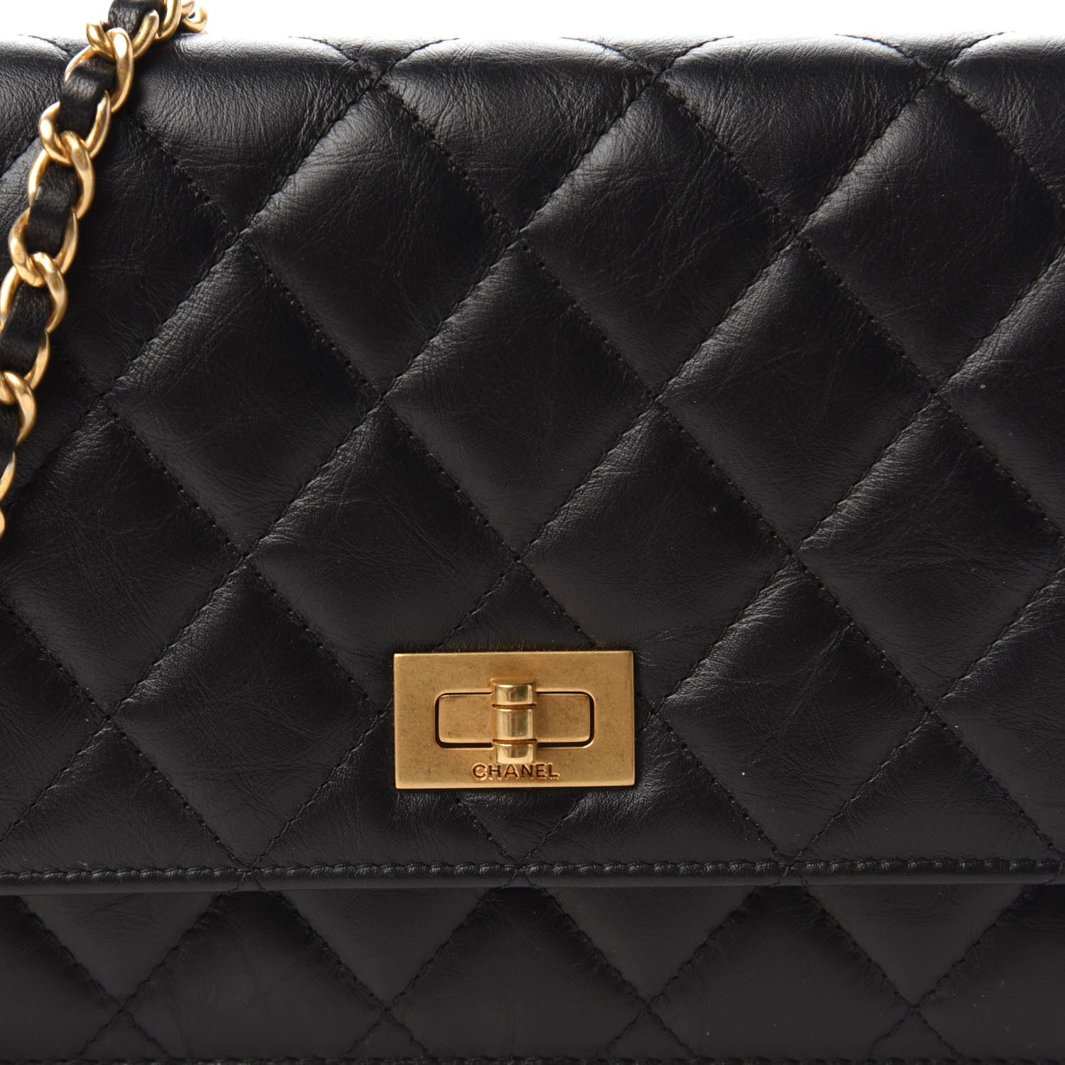 Chanel Aged Calfskin Quilted Reissue Wallet On Chain WOC Black 11 of 12