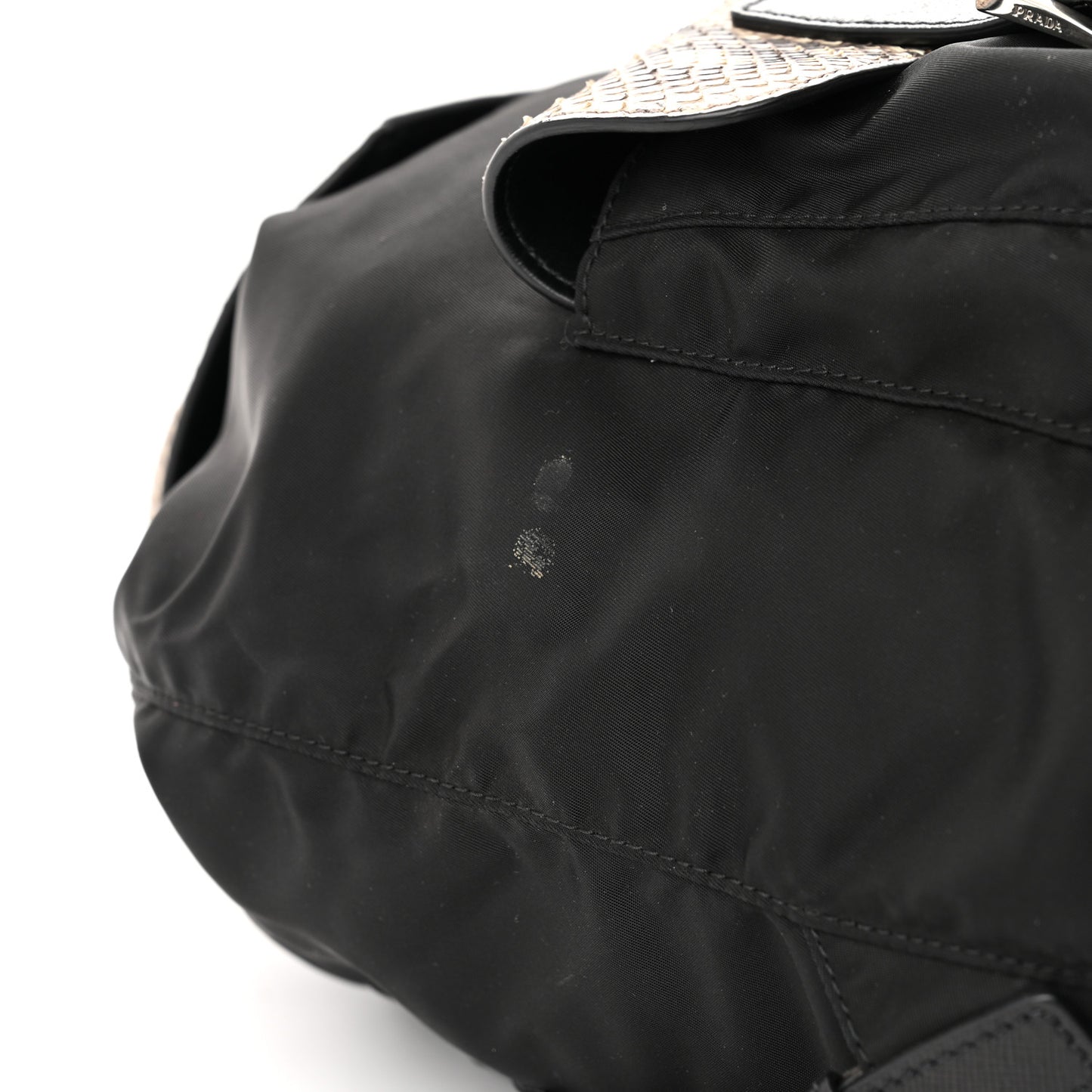 Tessuto Nylon Snakeskin Saffiano Medium Backpack Black Roccia