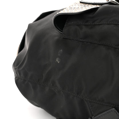 Prada Tessuto Nylon Snakeskin Saffiano Medium Backpack Black Roccia 11 of 11
