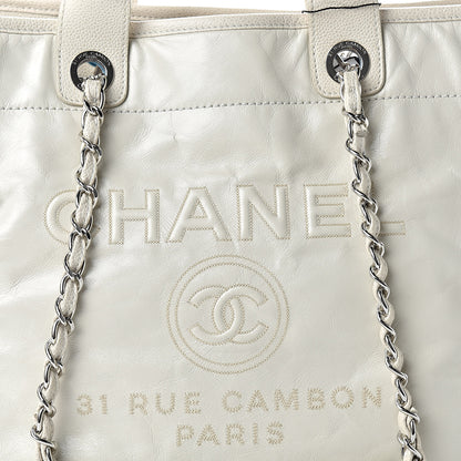Chanel Glazed Calfskin Large Deauville Tote Ivory 8 of 11