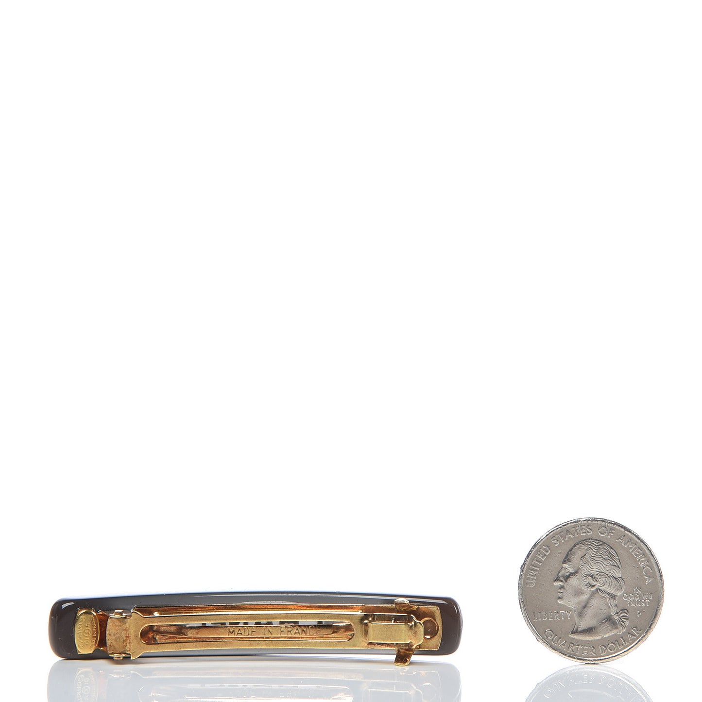 Resin Logo Hair Clip Barrette Brown