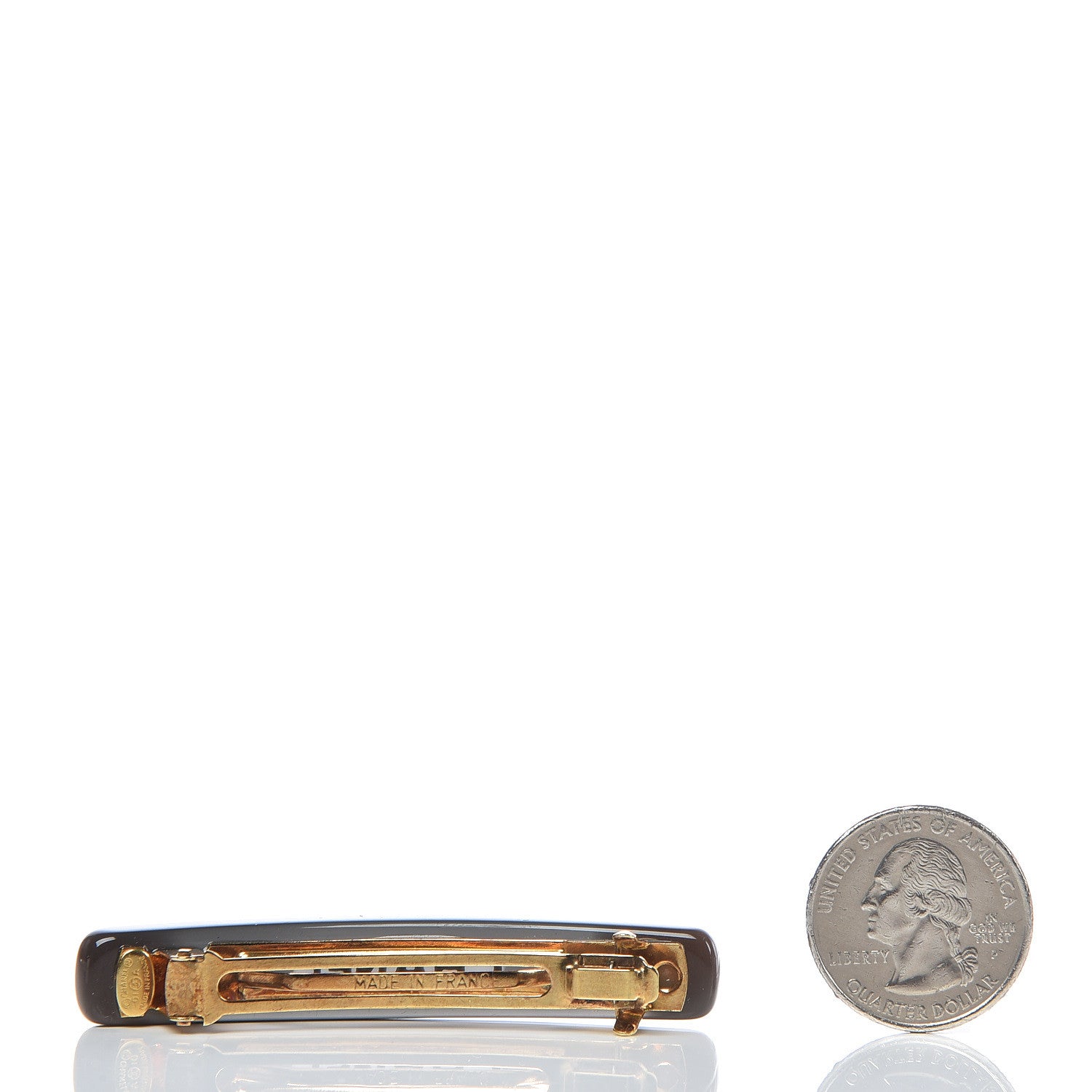 Chanel Resin Logo Hair Clip Barrette Brown 2 of 5