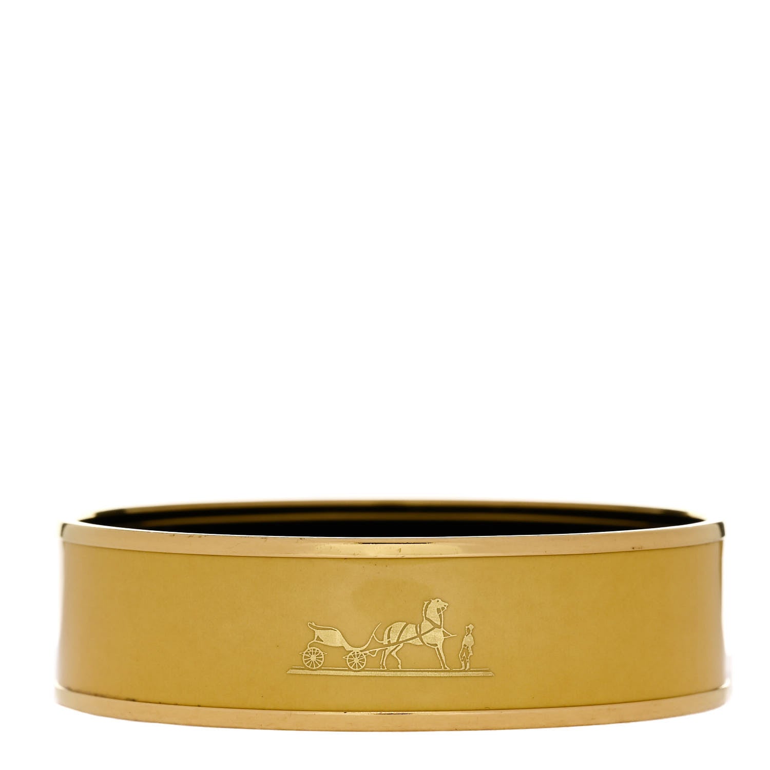 Hermes Enamel Printed Caleche Wide Bracelet 70 Jaune De Mars 3 of 6