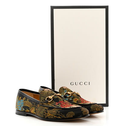 Gucci Jacquard Horsebit Artichoke Flower Mens Jordaan Loafers 7 Black Multicolor 9 of 9