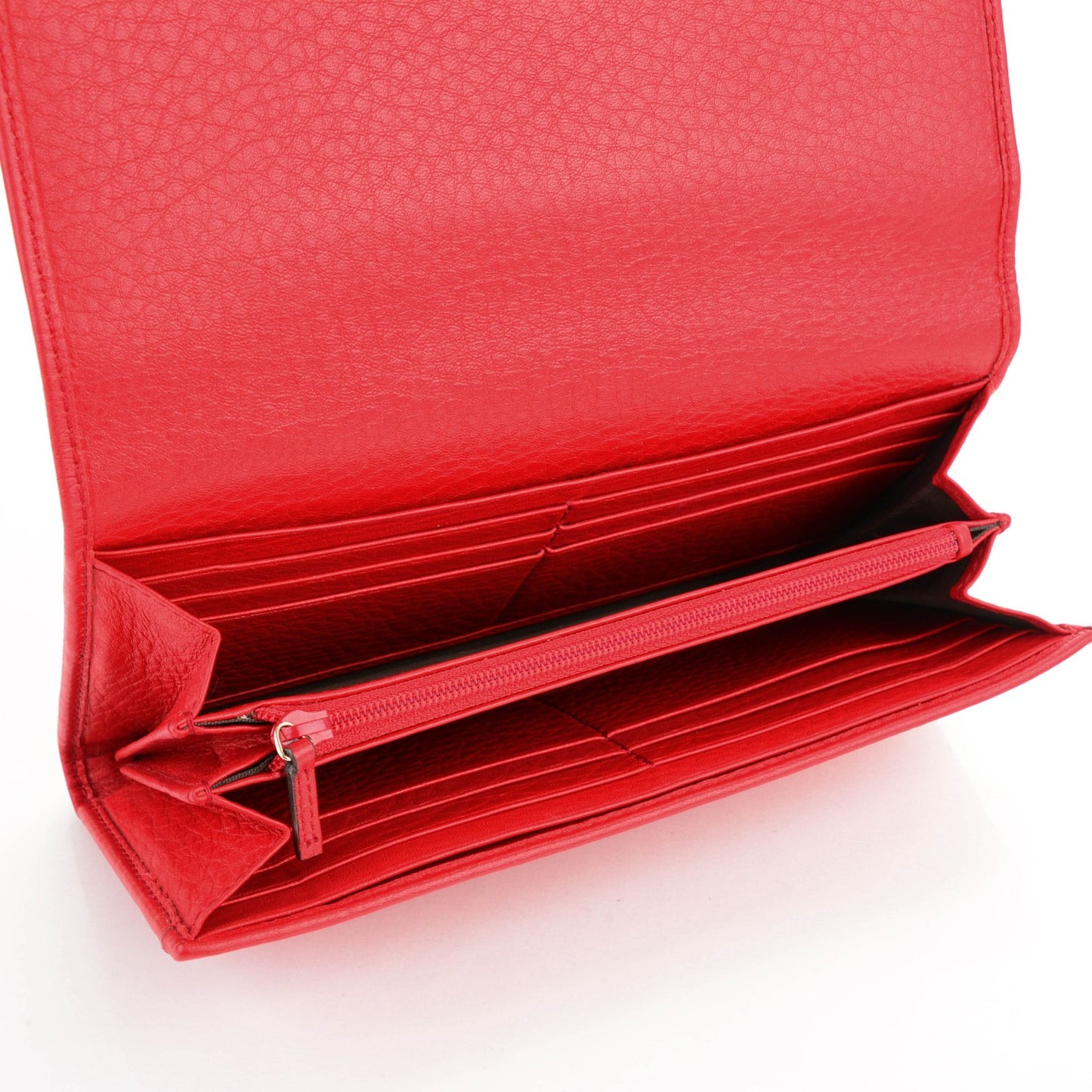 Pebbled Calfskin Soho Continental Wallet Red