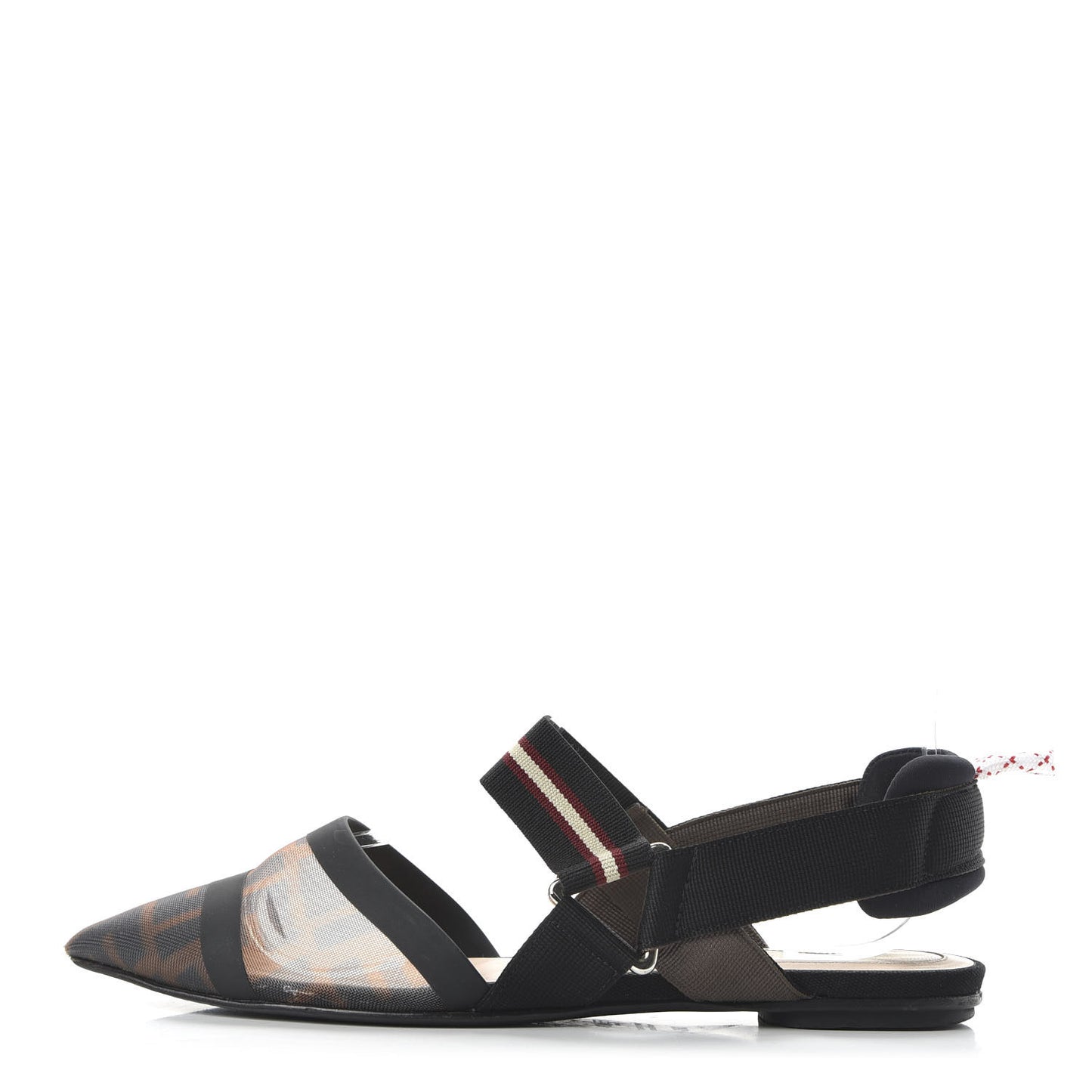 Technical Mesh FF Colibri Slingback Ballerina Flats 36.5 Tobacco Moro Black Militare