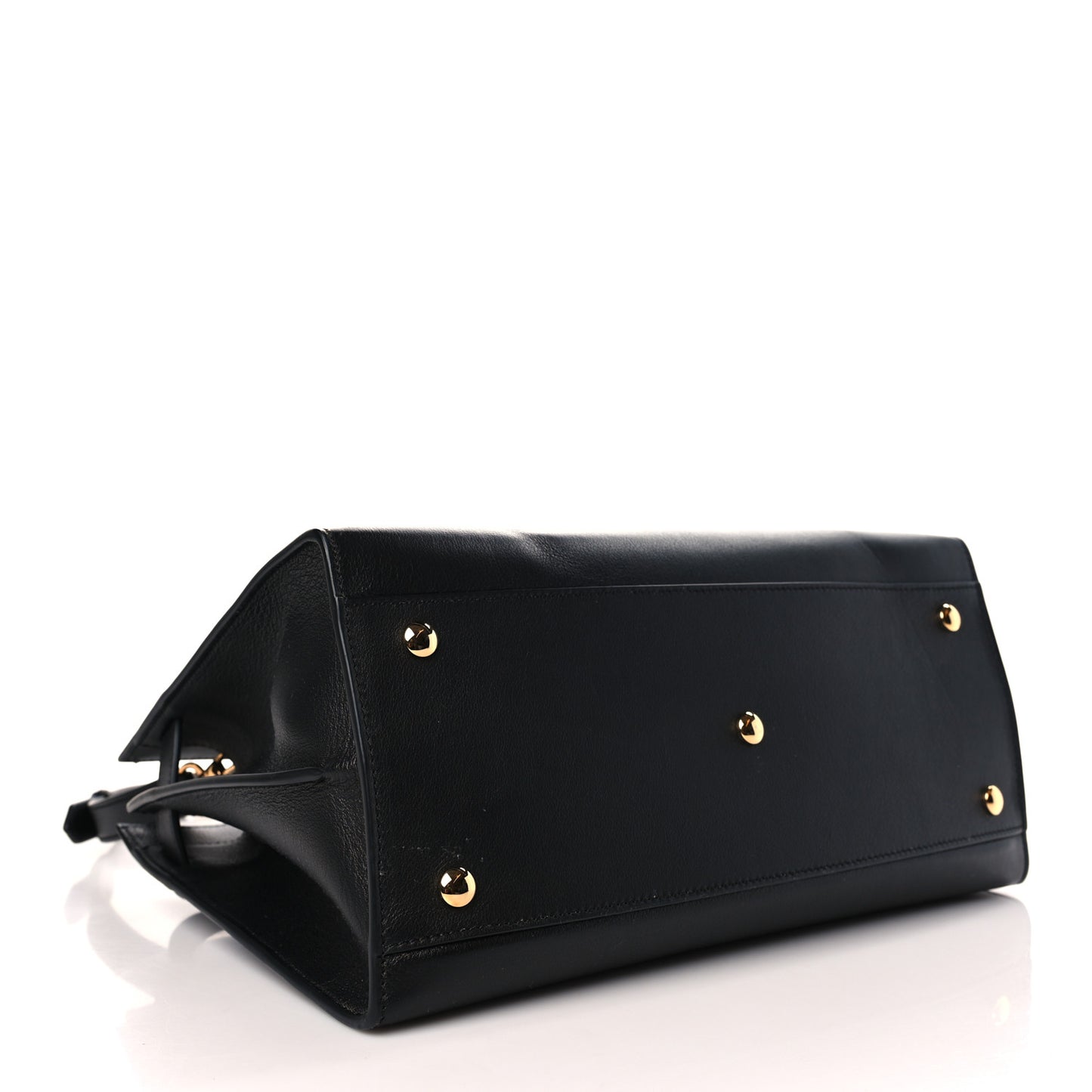 Grained Calfskin Large Virtus Top Handle Shoulder Bag Black