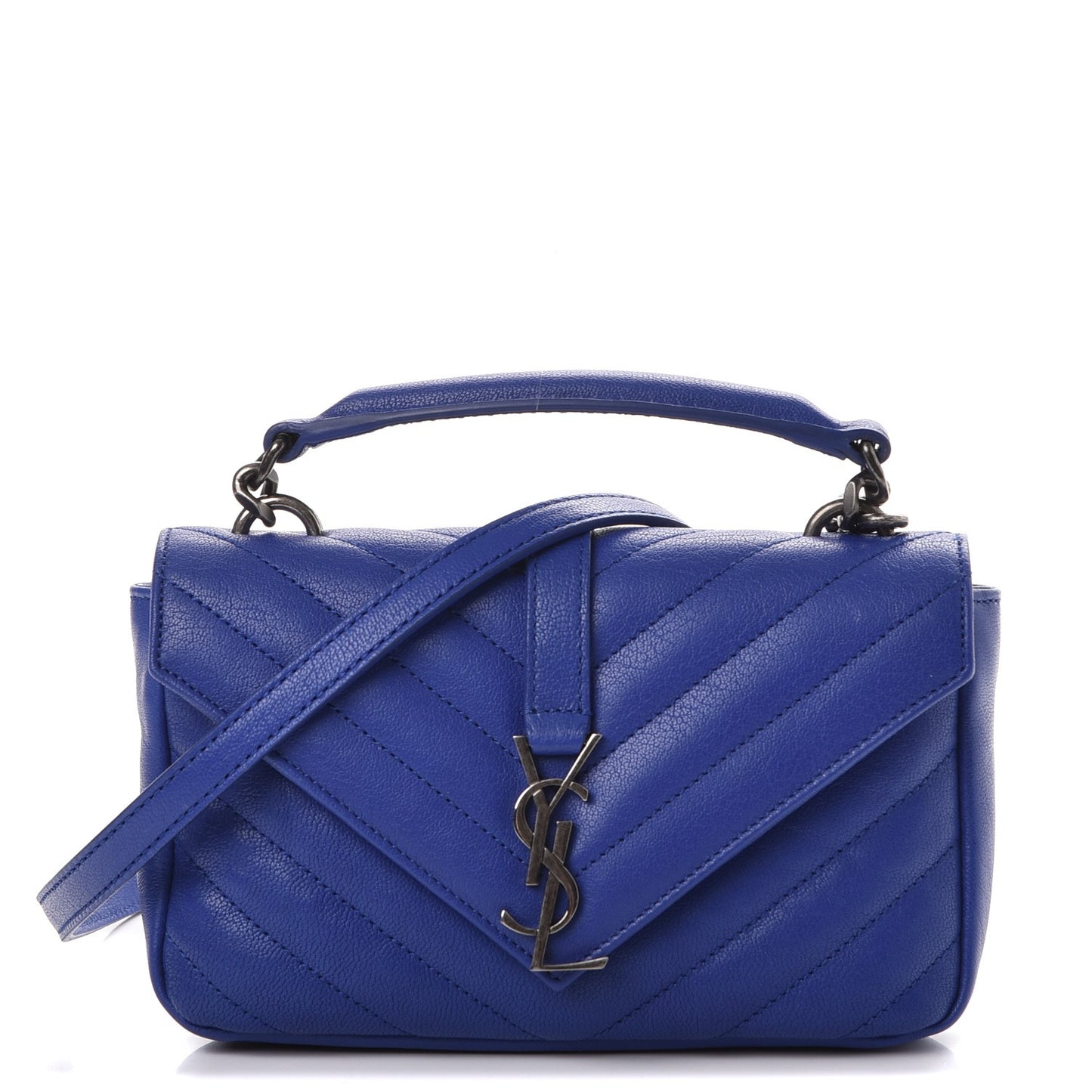 Sheepskin Matelasse Chevron Monogram College Chain Wallet Royal Blue