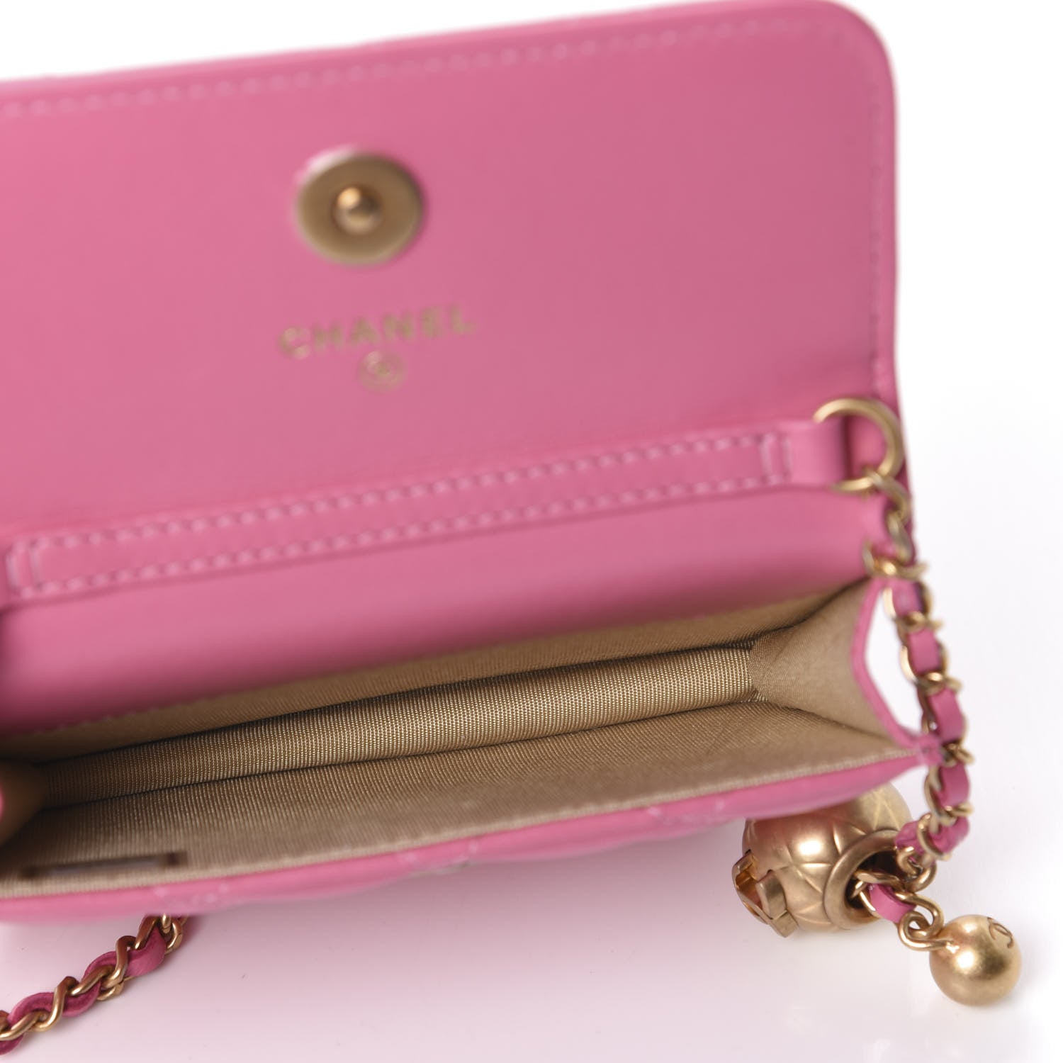 Chanel Lambskin Quilted Pearl Crush Clutch With Chain Pink 5 of 14