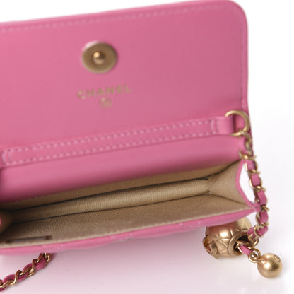 Chanel Lambskin Quilted Pearl Crush Clutch With Chain Pink 5 of 14