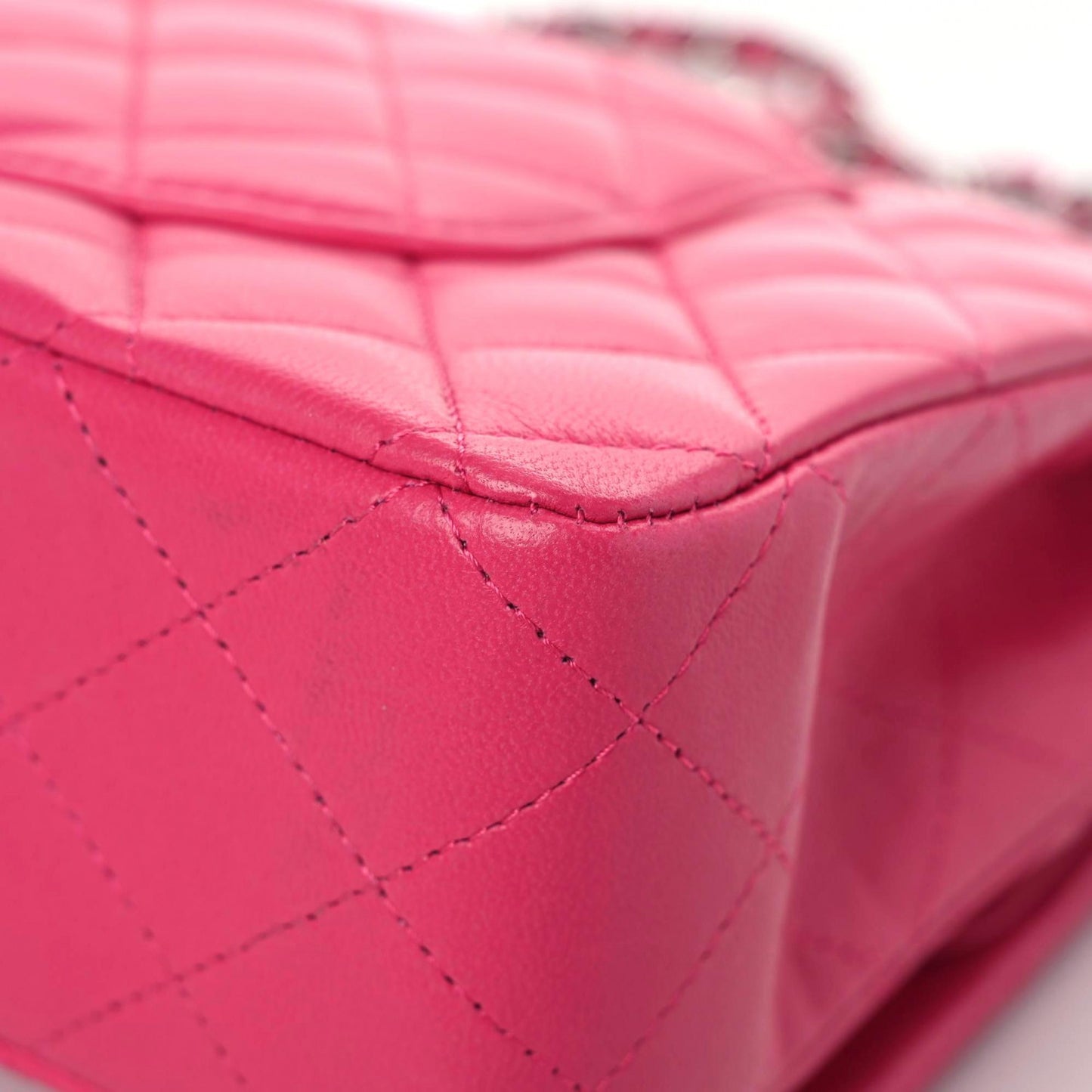 Lambskin Quilted Medium Double Flap Dark Pink