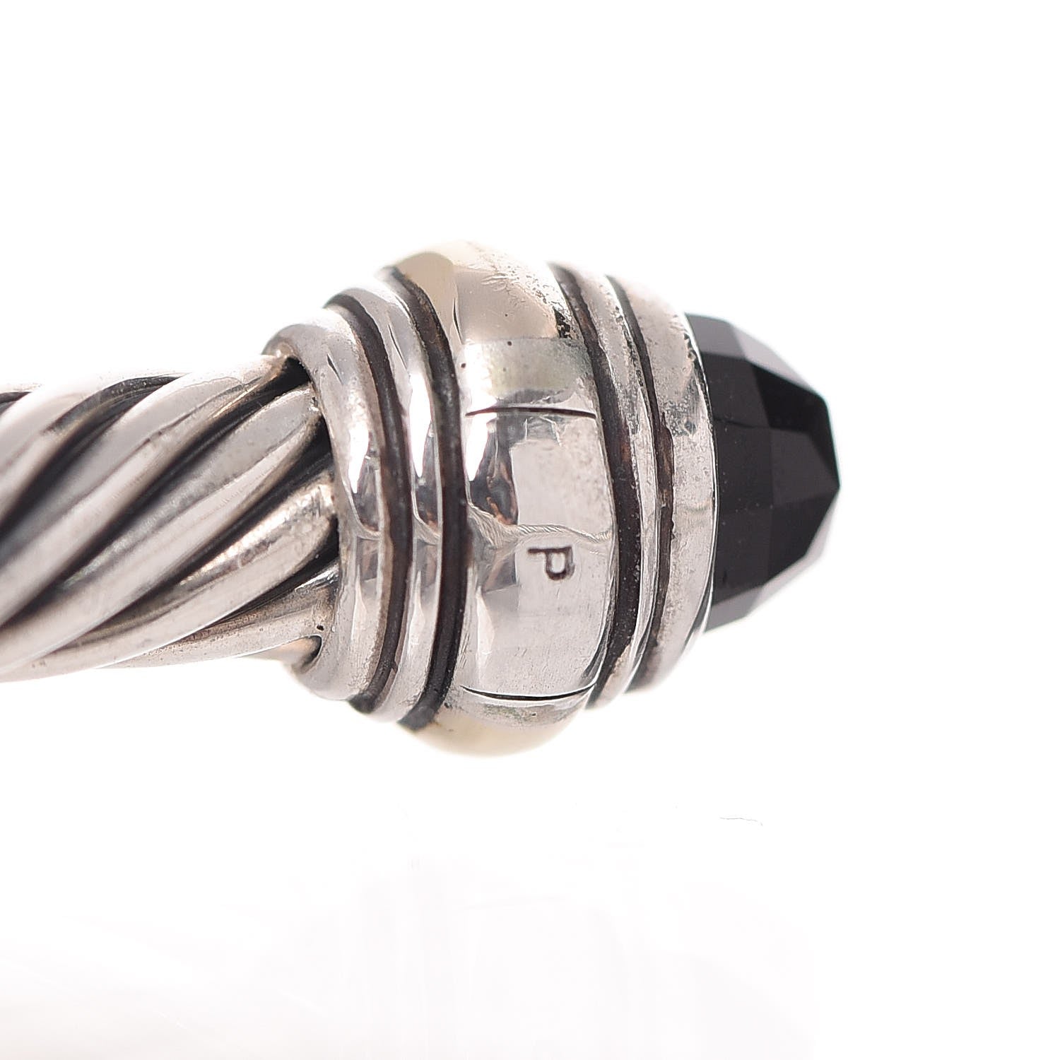David Yurman Sterling Silver 14K Yellow Gold Black Onyx 5mm Cable Classics Bracelet 4 of 6
