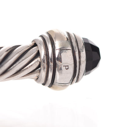 David Yurman Sterling Silver 14K Yellow Gold Black Onyx 5mm Cable Classics Bracelet 4 of 6