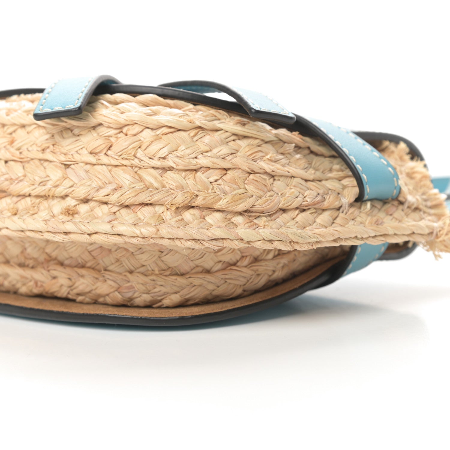 Loewe Calfskin Raffia Mini Gate Crossbody Bag Light Blue Natural 9 of 11