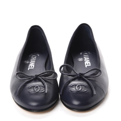 Chanel Lambskin Cap Toe Ballerina Flats 36 Navy 2 of 10
