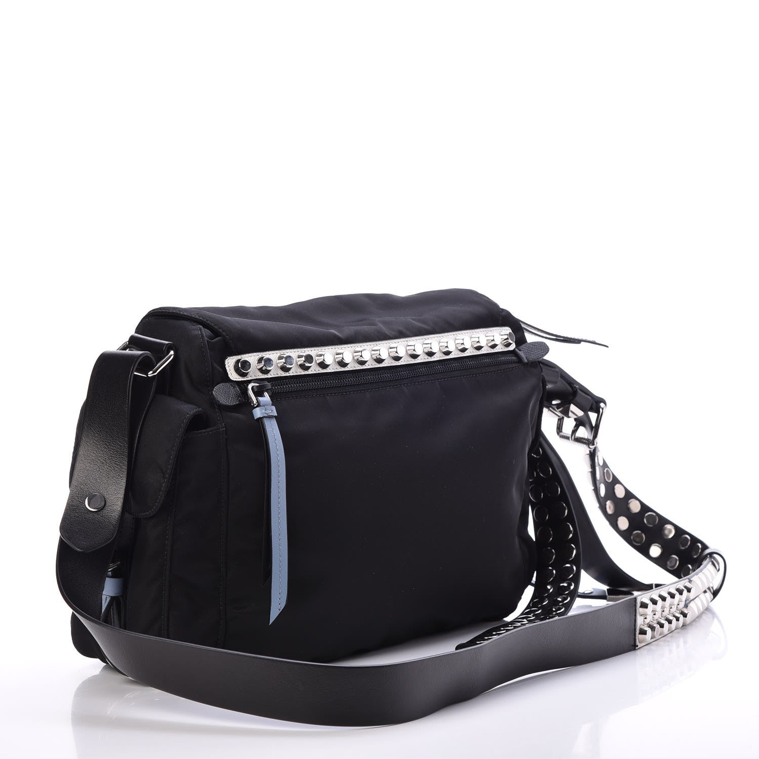 Prada Nylon New Vela Studded Messenger Black Astrale 3 of 7