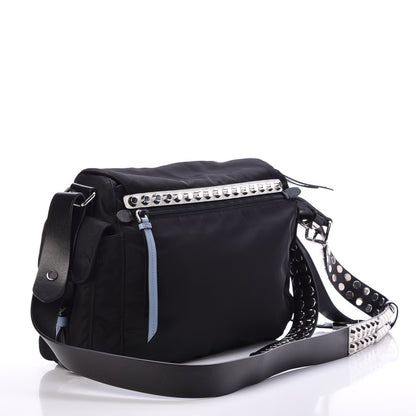 Prada Nylon New Vela Studded Messenger Black Astrale 3 of 7