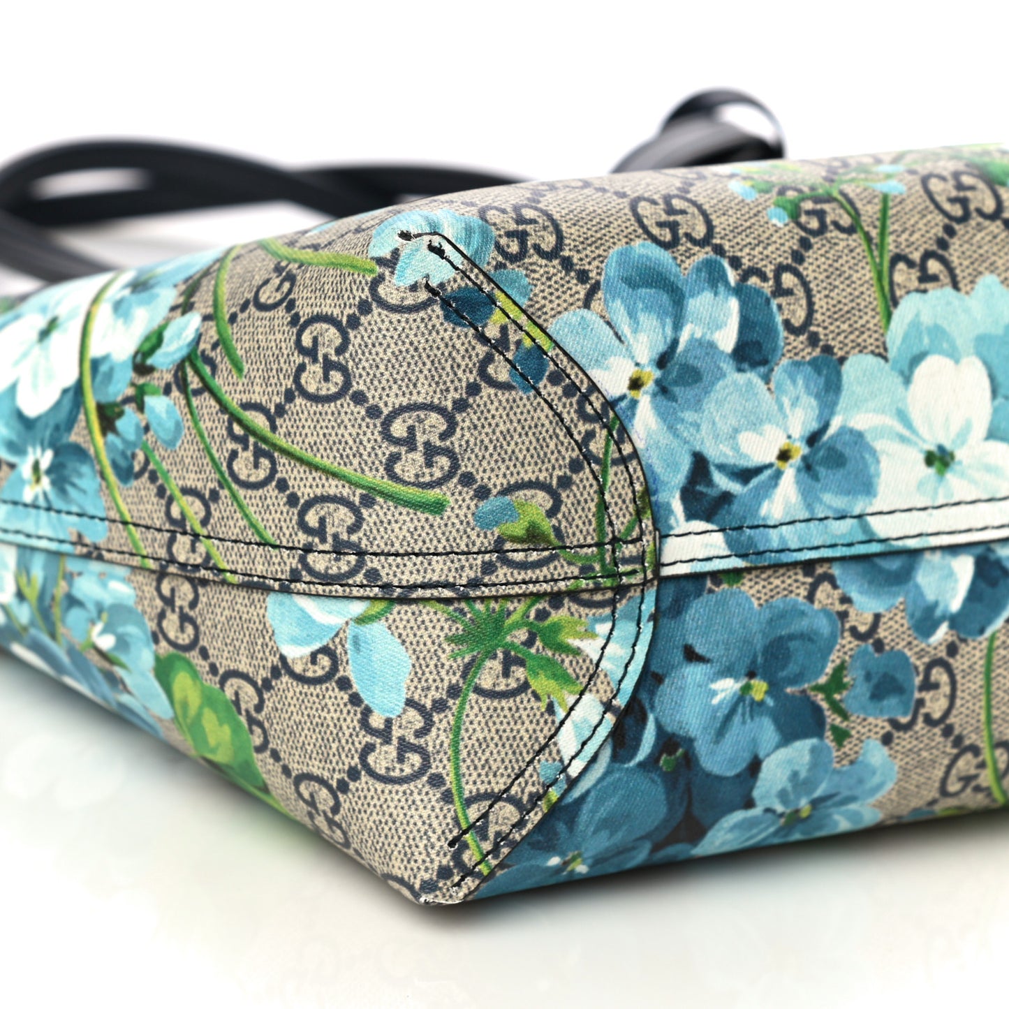GG Supreme Monogram Blooms Small Reversible Tote Beige Blue Navy