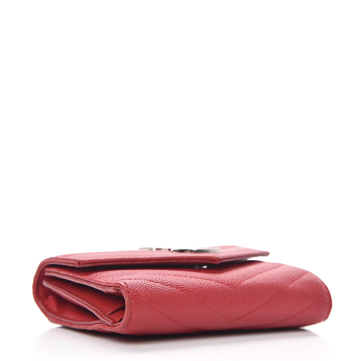Grain De Poudre Matelasse Chevron Monogram Compact Tri Fold Wallet Red