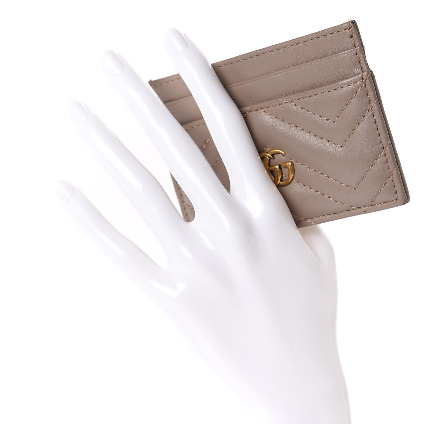Calfskin Matelasse GG Marmont Card Holder Porcelain Rose