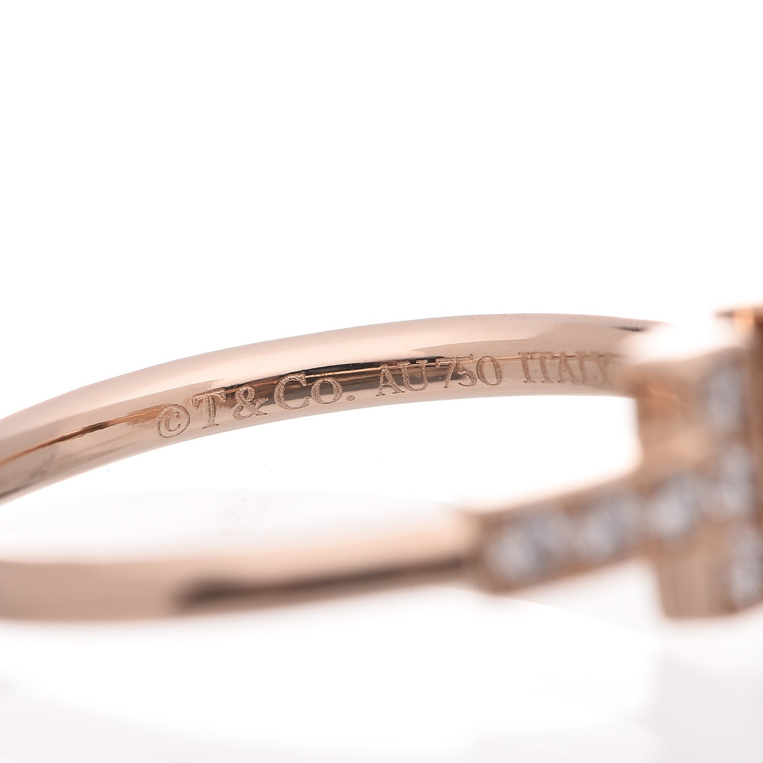 Tiffany 18K Rose Gold Diamond T Wire Ring 49 5 5 of 6