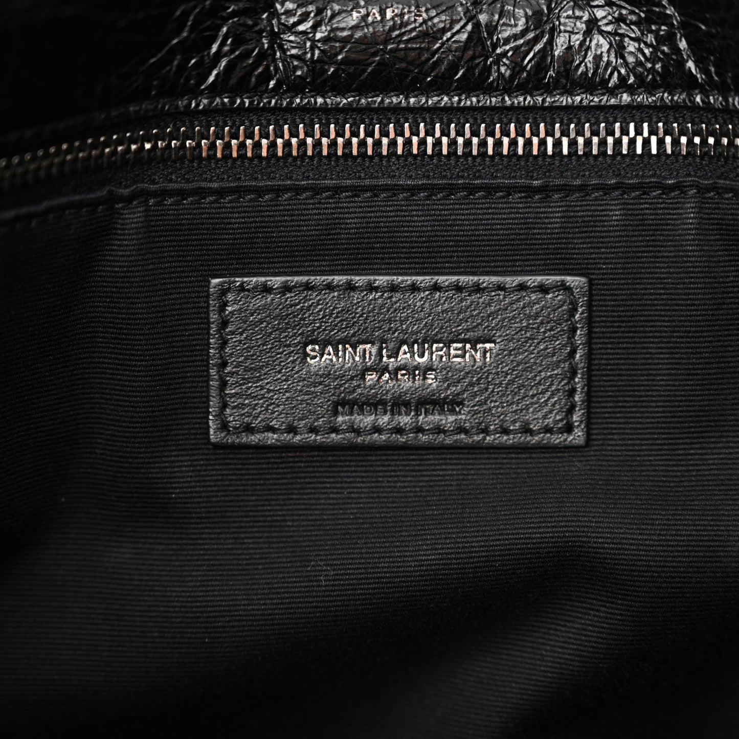 Crinkled Calfskin Matelasse Monogram Large Niki Chain Satchel Black