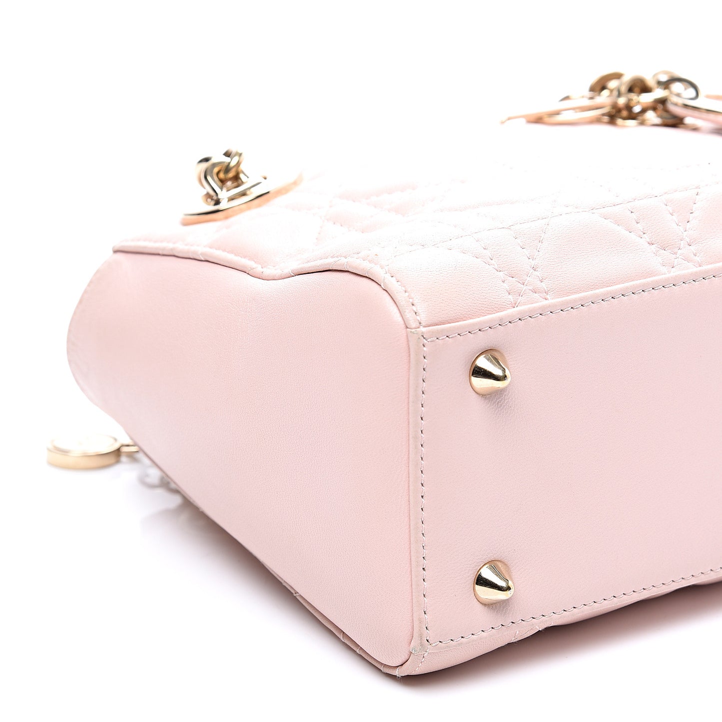 Lambskin Cannage Lady Dior Double Chain Bag Pink