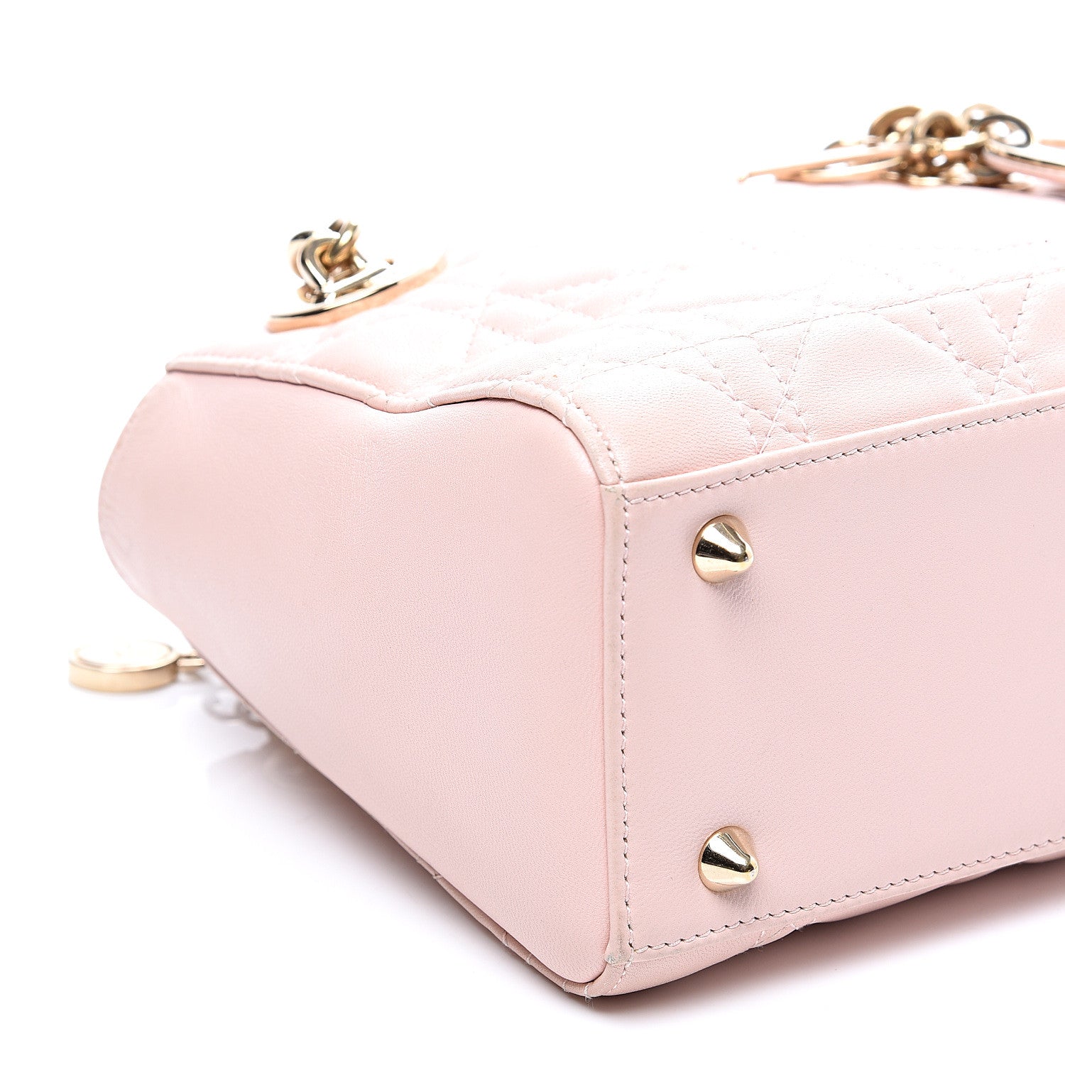 Christian Dior Lambskin Cannage Lady Dior Double Chain Bag Pink 6 of 9