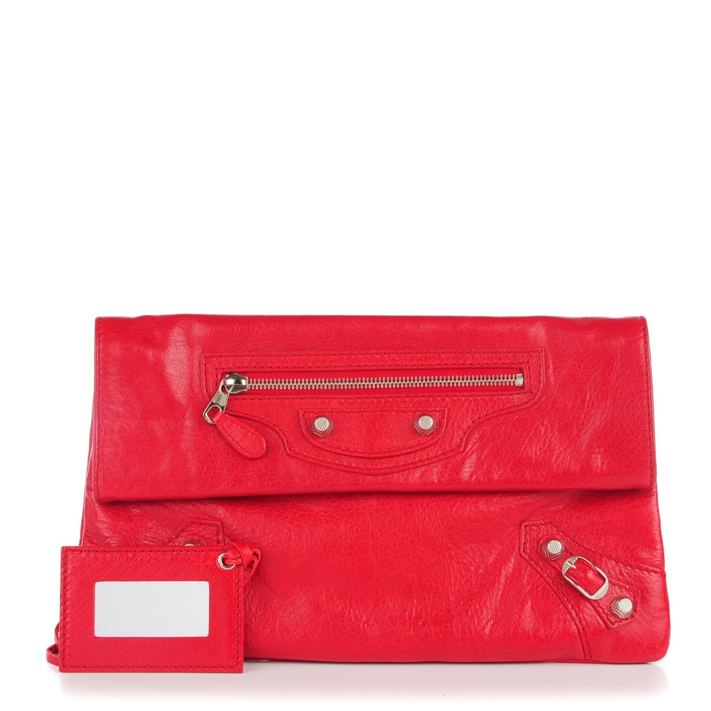 Agneau Giant 12 Silver Hardware Envelope Clutch Rouge Cardinal