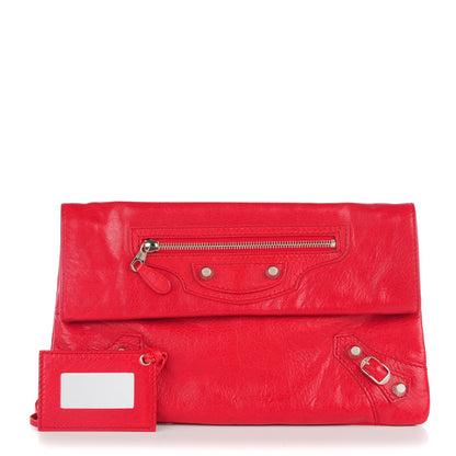 Balenciaga Agneau Giant 12 Silver Hardware Envelope Clutch Rouge Cardinal 1 of 7
