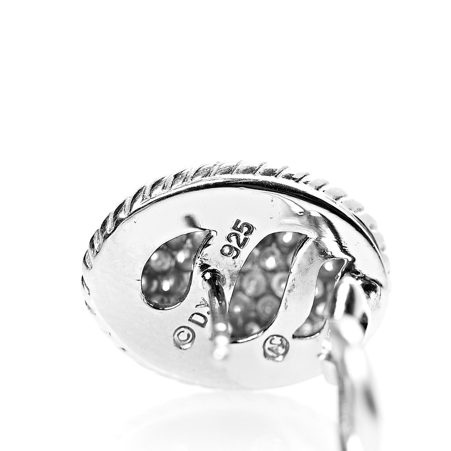 David Yurman Sterling Silver Diamond Pave Earrings 4 of 4