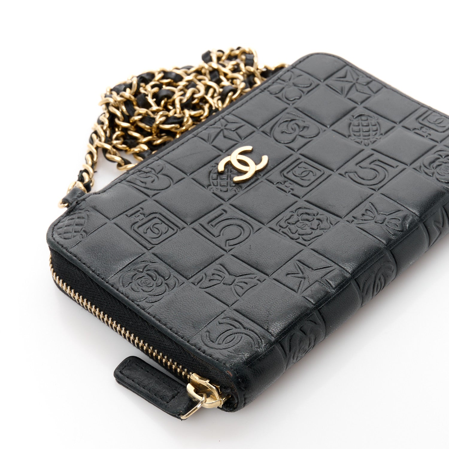 Chanel Lambskin Lucky Charms Symbols Wallet on Chain WOC Black 10 of 12