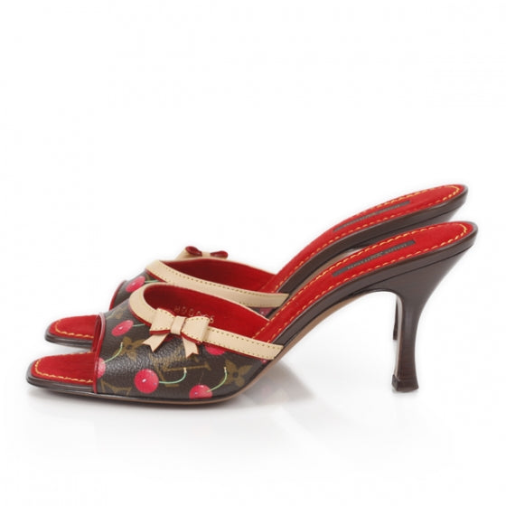 Monogram Cerises Open Toe Slides 39.5