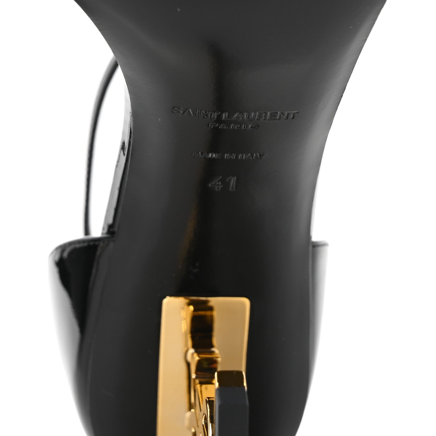 Saint Laurent Patent Calfskin Opyum 85 Sandals 41 Black Gold 7 of 10