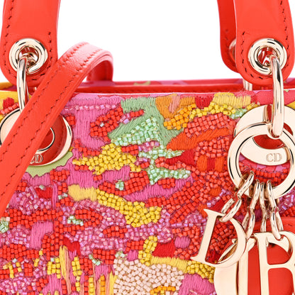 Christian Dior Beaded Embroidery Lambskin Micro Lady Dior Orange Multicolor 8 of 11