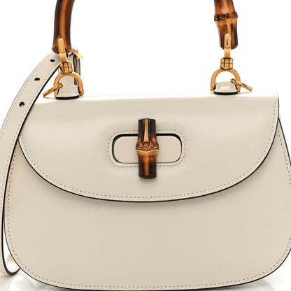 Gucci Boarded Dyana Lux Calfskin Web Small Bamboo 1947 Top Handle Bag Mystic White 8 of 11