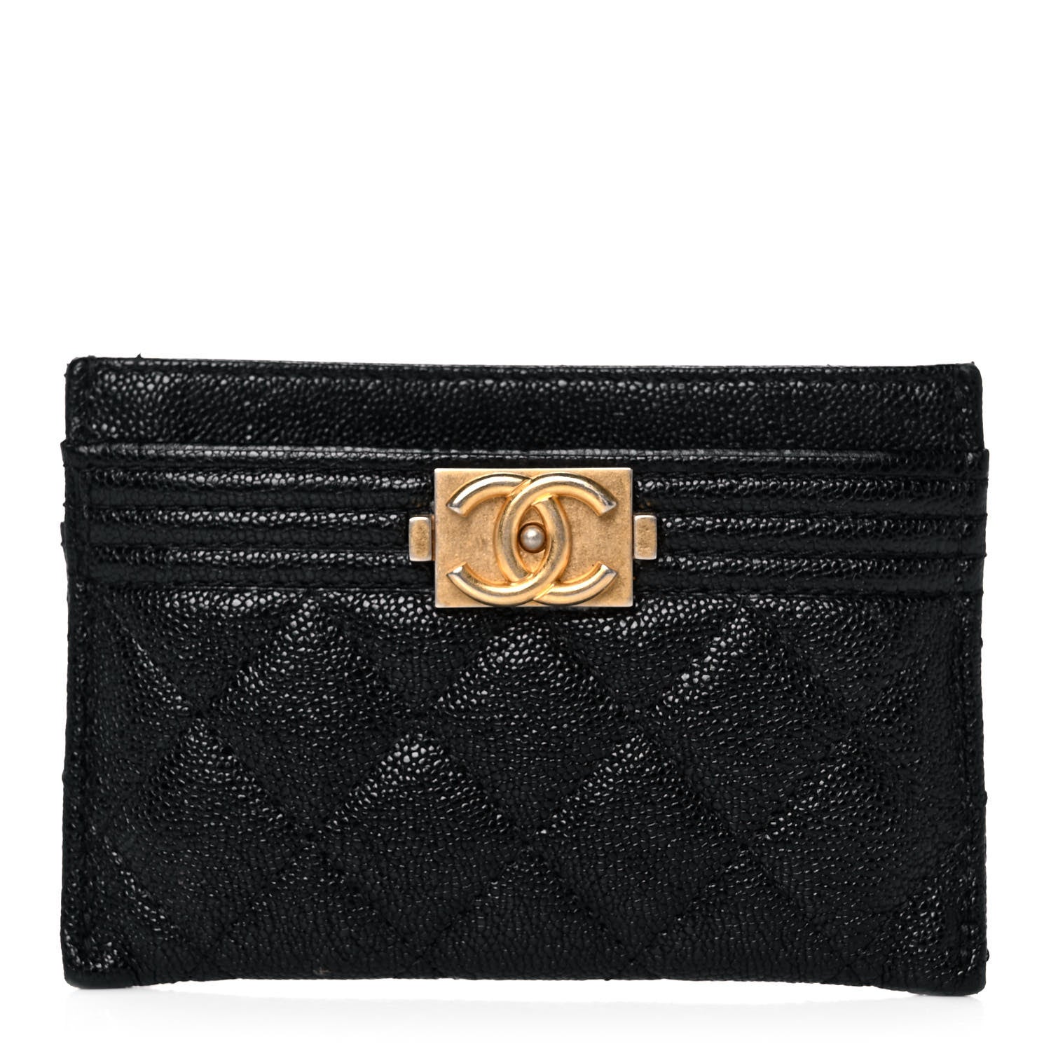 Chanel Caviar Quilted Boy Card Holder Black 1 of 13