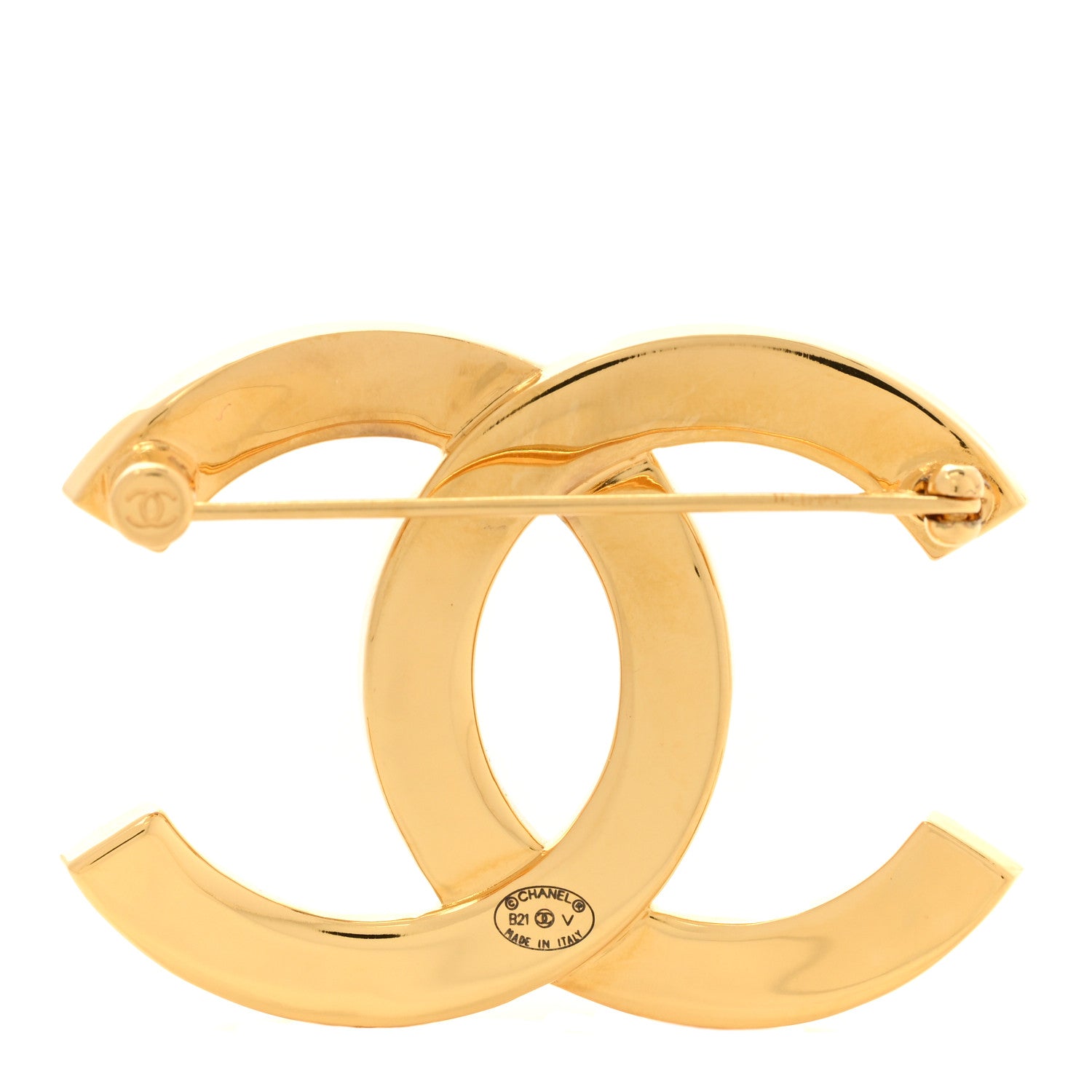 Chanel Metal Paris Button CC Large Brooch Gold 3 of 5