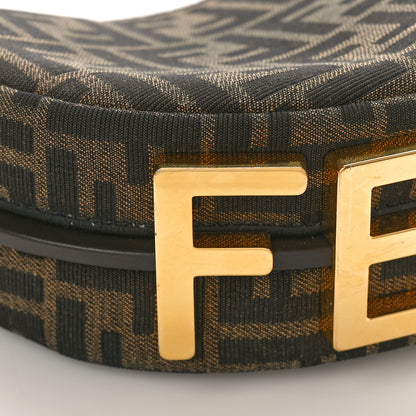 Fendi Fabric Jacquard Vitello Grace FF 1974 Mini Fendigraphy Hobo Bag Tobacco Moro Ebano 9 of 11