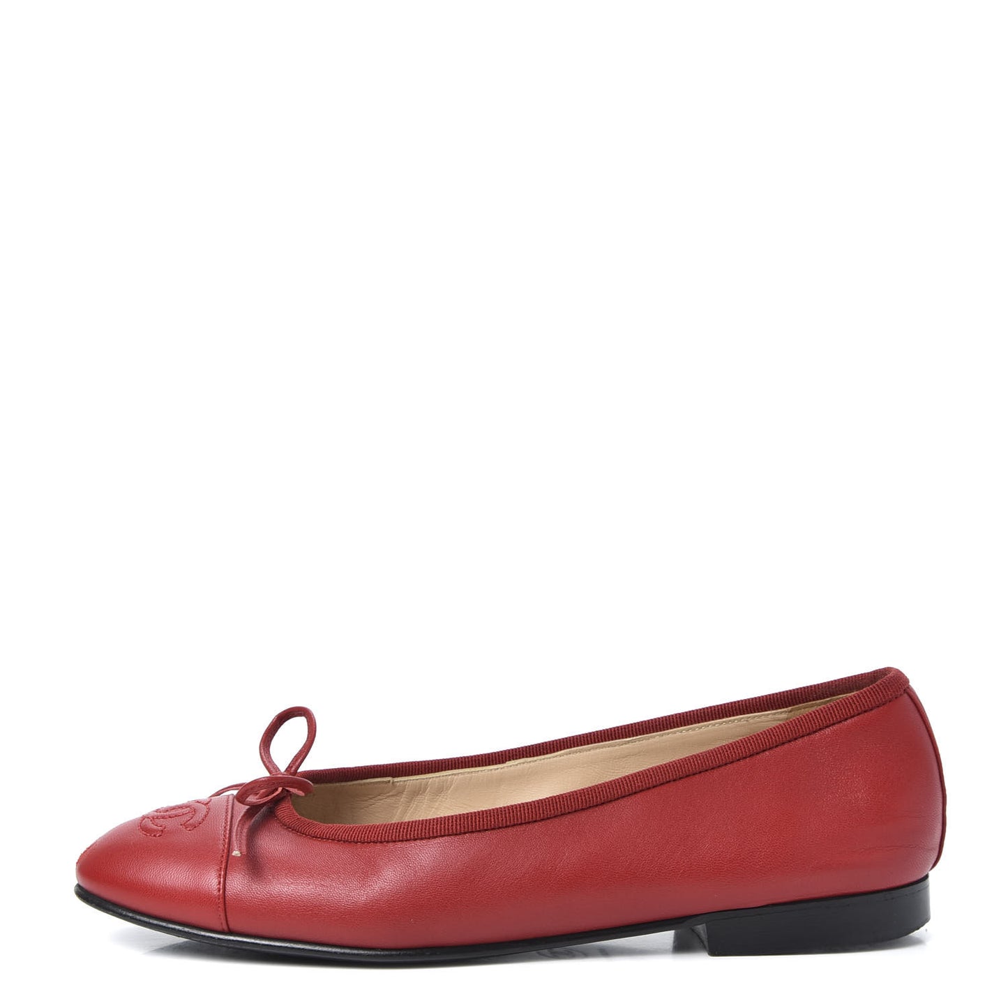 Lambskin Cap Toe Ballerina Flats 36 Red