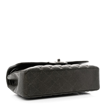 Chanel Metallic Caviar Quilted Medium Double Flap Dark Charcoal 4 of 11